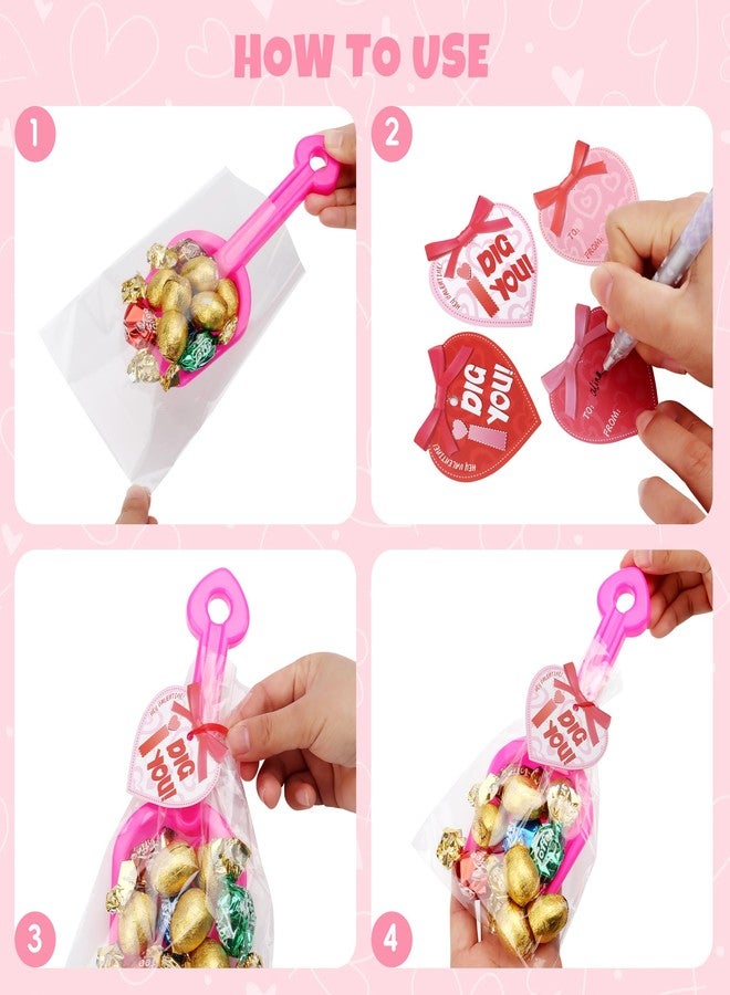 Giiffu 28PCS Valentine’s Day Shovel Toys with “I Dig You” Tags, Candy Bags & Ties, Non-Candy Classroom Exchange Gifts, Party Favors for Kids - Image 3